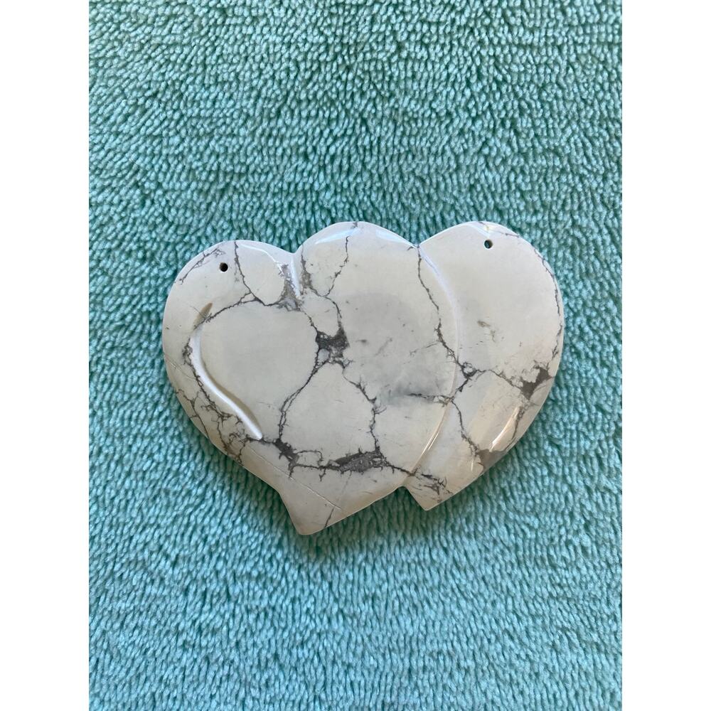 Double Heart Howlite Stone Pendant